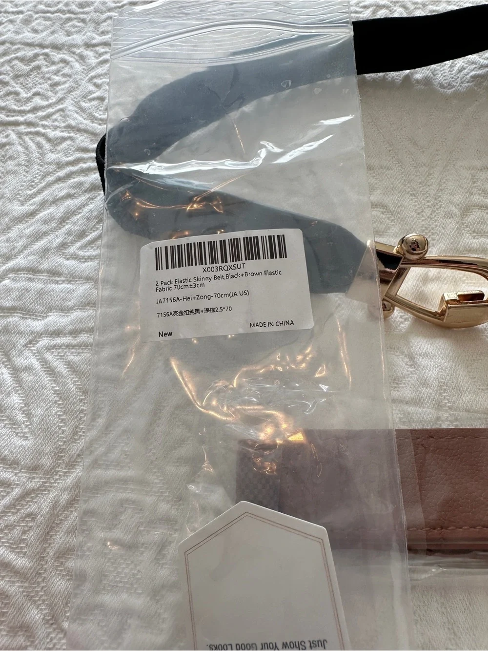 NWT - Stretchy Women’s Belt 1x Black + 1x Brown with Gold Hardware